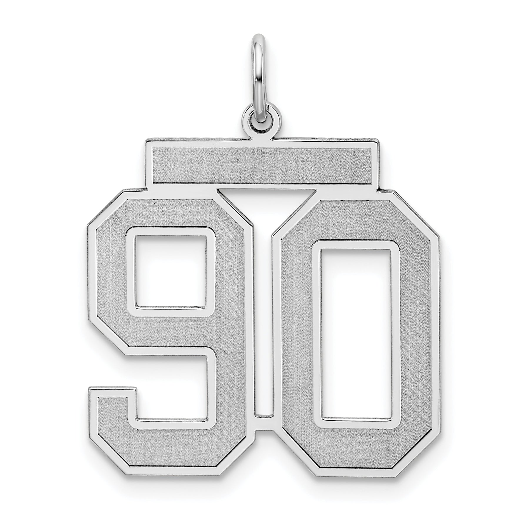 Sterling Silver Silver/Rhodium-Plated Satin Number 90 Charm