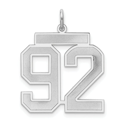 Sterling Silver Silver/Rhodium-Plated Satin Number 92 Charm