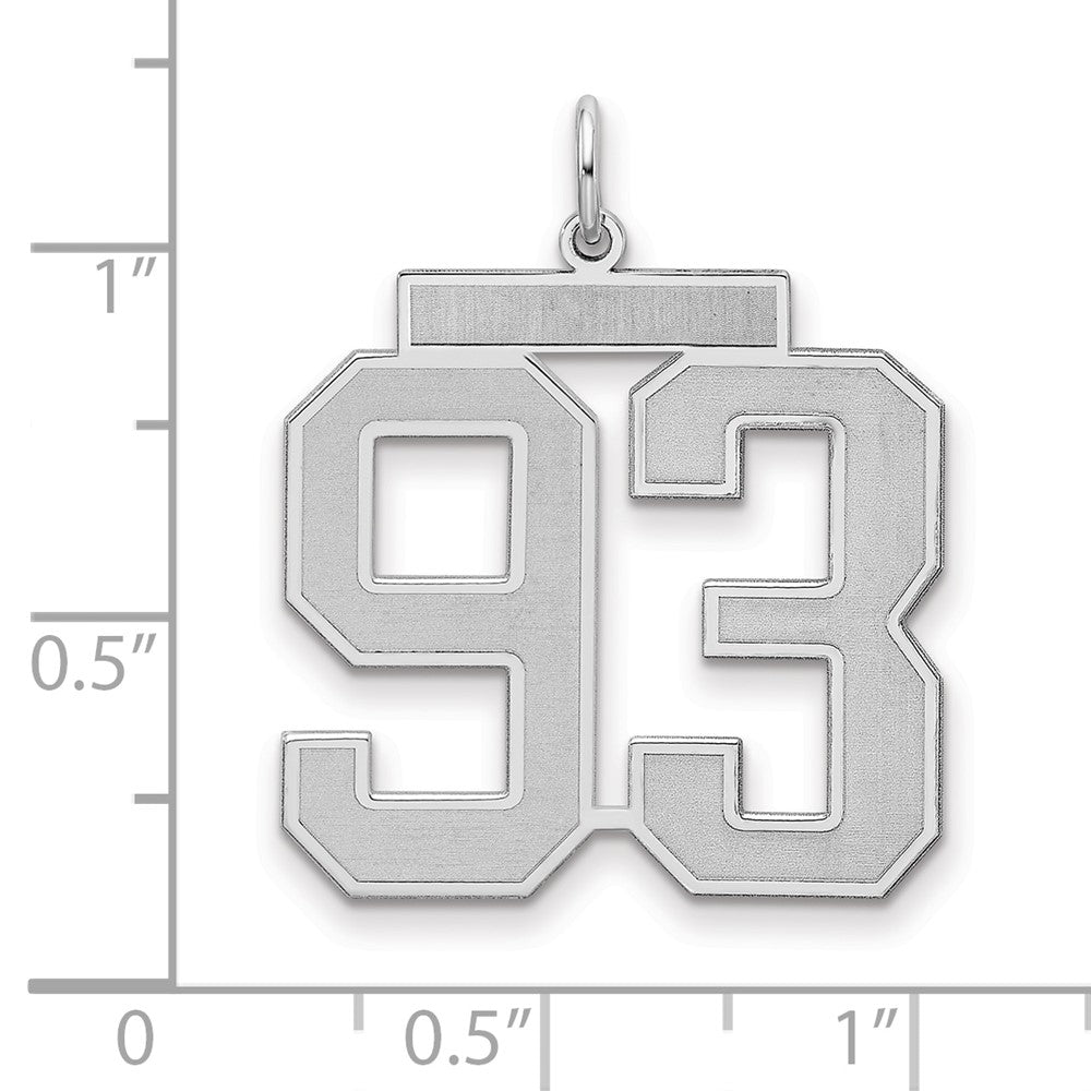Sterling Silver Silver/Rhodium-Plated Satin Number 93 Charm