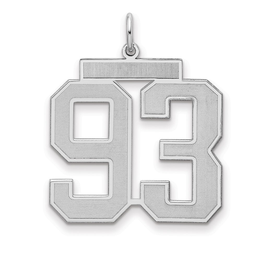 Sterling Silver Silver/Rhodium-Plated Satin Number 93 Charm
