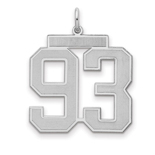 Sterling Silver Silver/Rhodium-Plated Satin Number 93 Charm