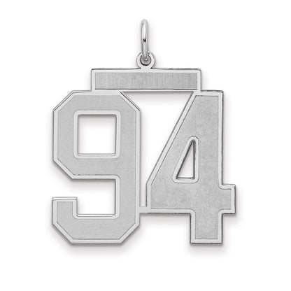 Sterling Silver Silver/Rhodium-Plated Satin Number 94 Charm