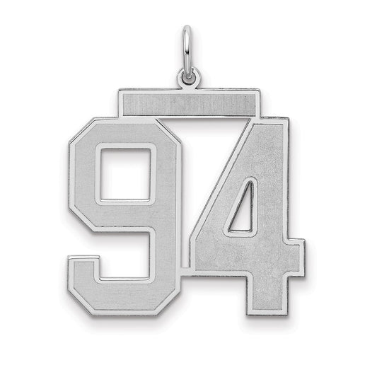 Sterling Silver Silver/Rhodium-Plated Satin Number 94 Charm
