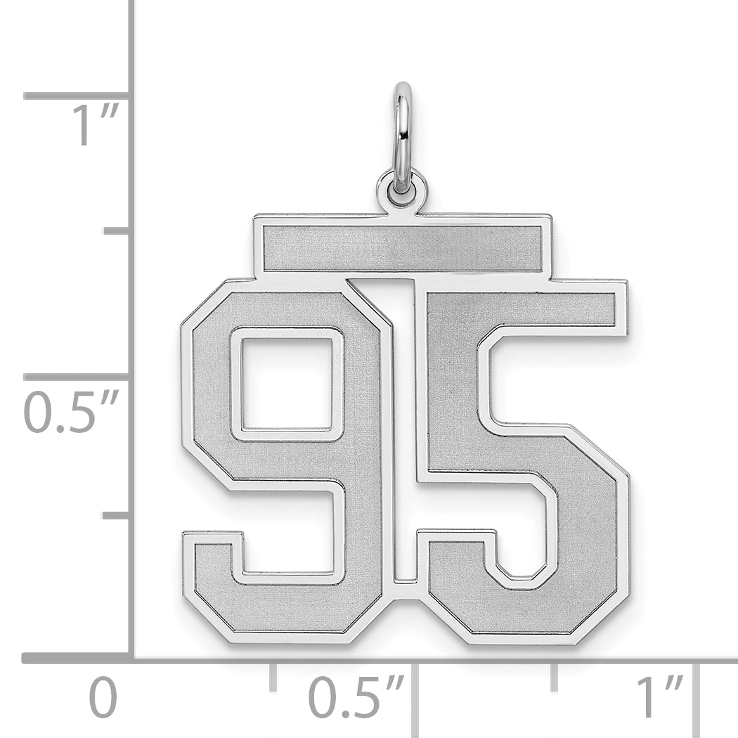 Sterling Silver Silver/Rhodium-Plated Satin Number 95 Charm