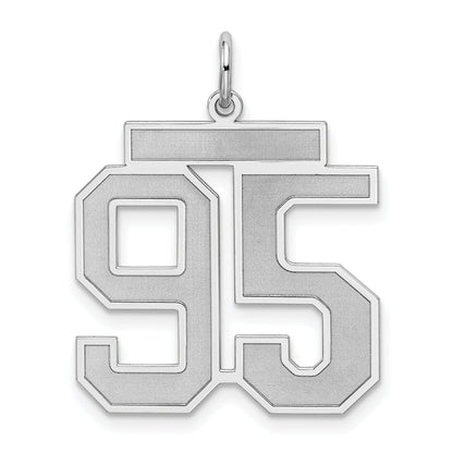 Sterling Silver Silver/Rhodium-Plated Satin Number 95 Charm