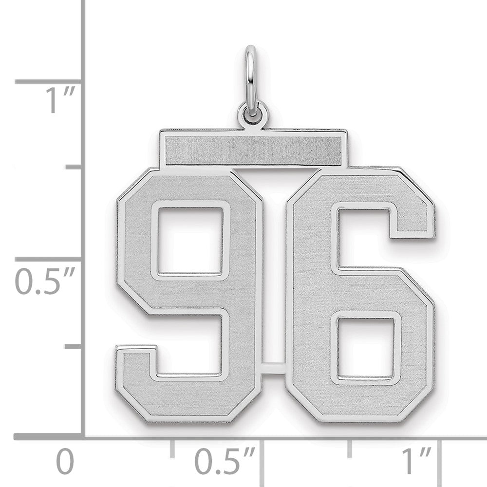 Sterling Silver Silver/Rhodium-Plated Satin Number 96 Charm