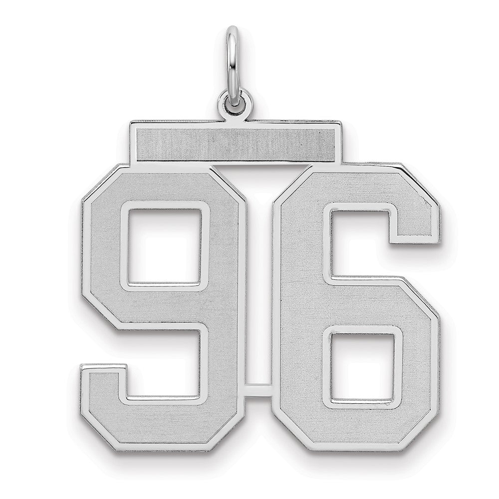 Sterling Silver Silver/Rhodium-Plated Satin Number 96 Charm