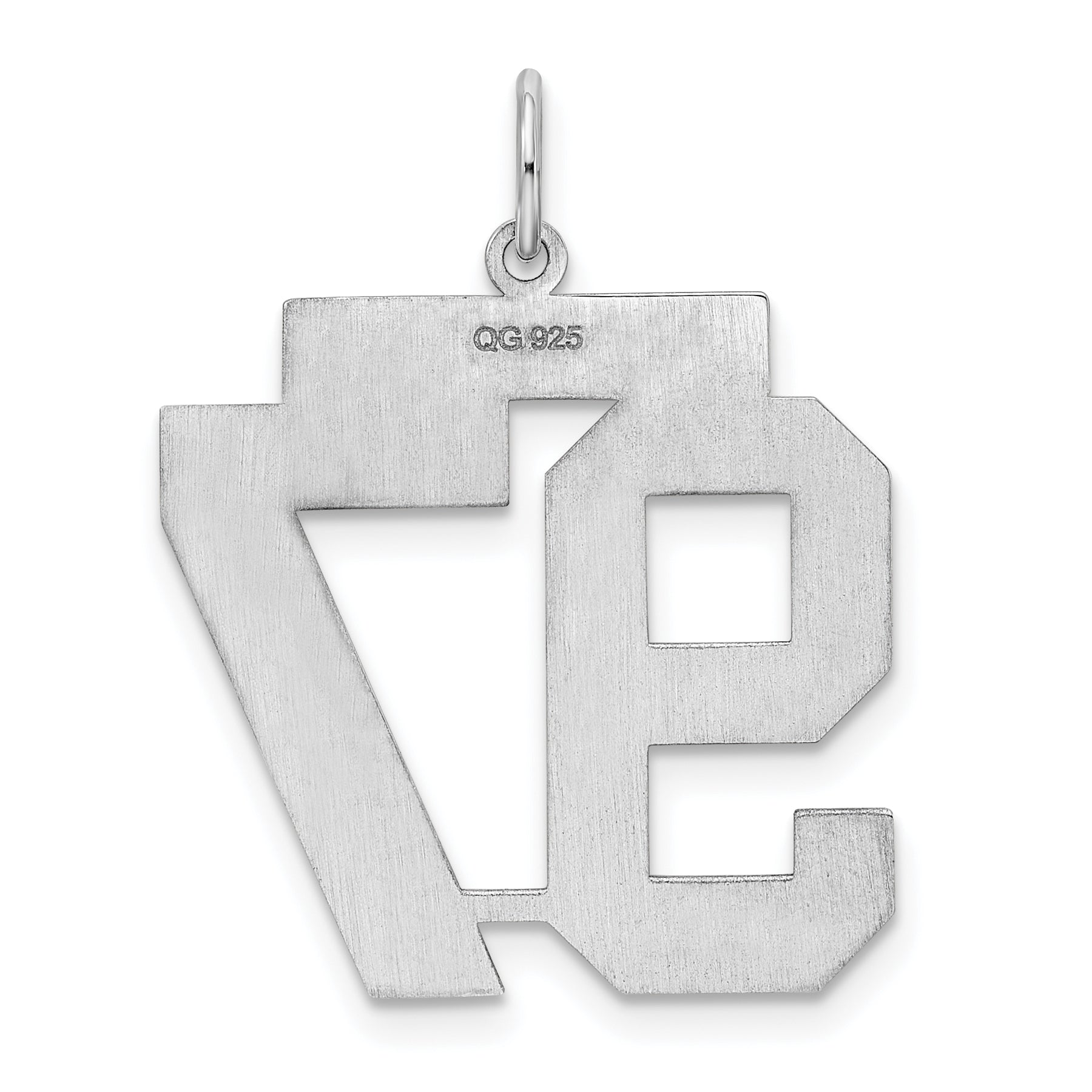 Sterling Silver Silver/Rhodium-Plated Satin Number 97 Charm