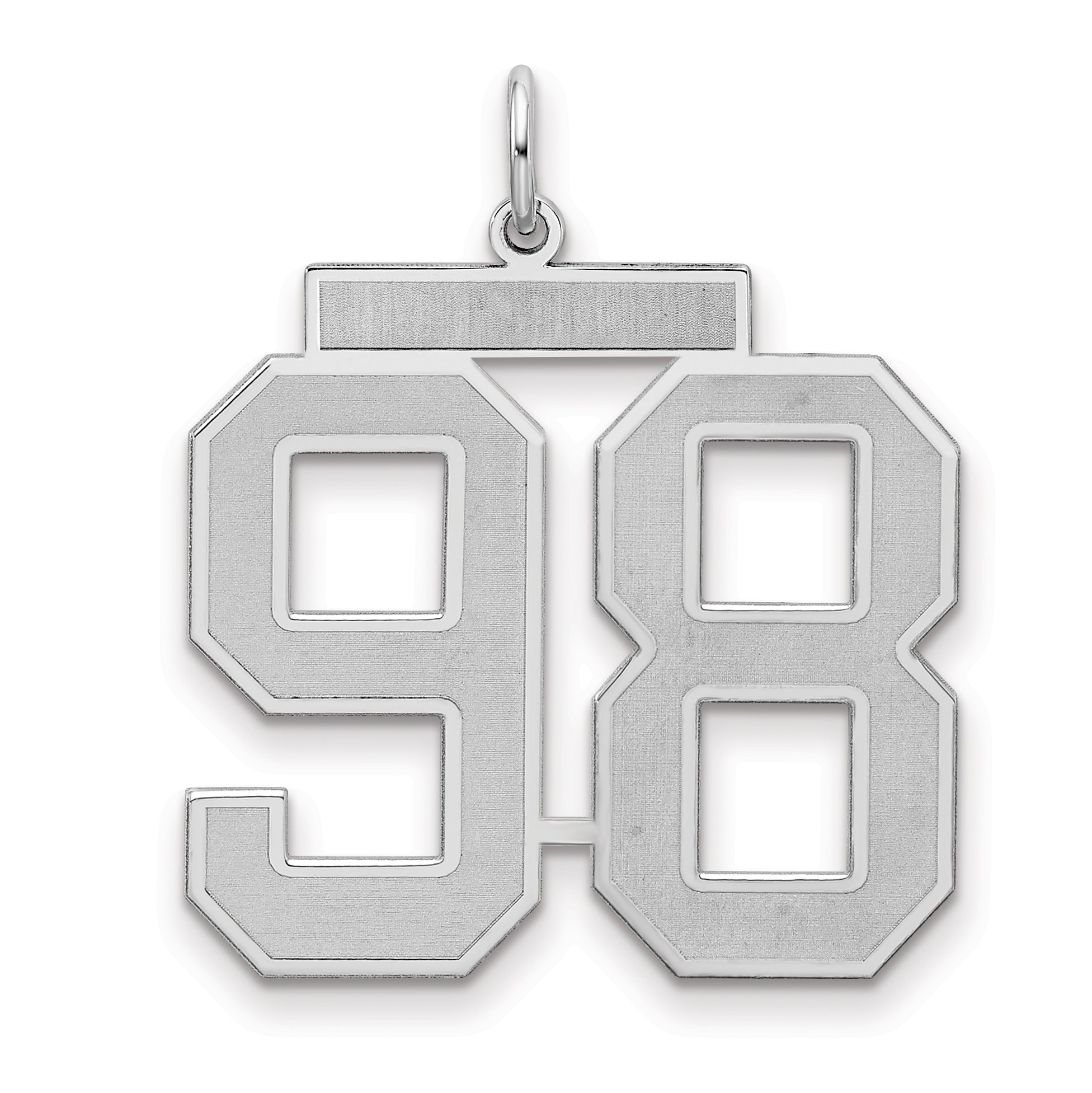 Sterling Silver Silver/Rhodium-Plated Satin Number 98 Charm