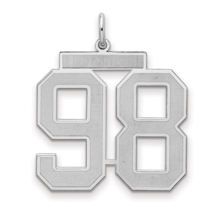 Sterling Silver Silver/Rhodium-Plated Satin Number 98 Charm