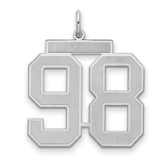 Sterling Silver Silver/Rhodium-Plated Satin Number 98 Charm