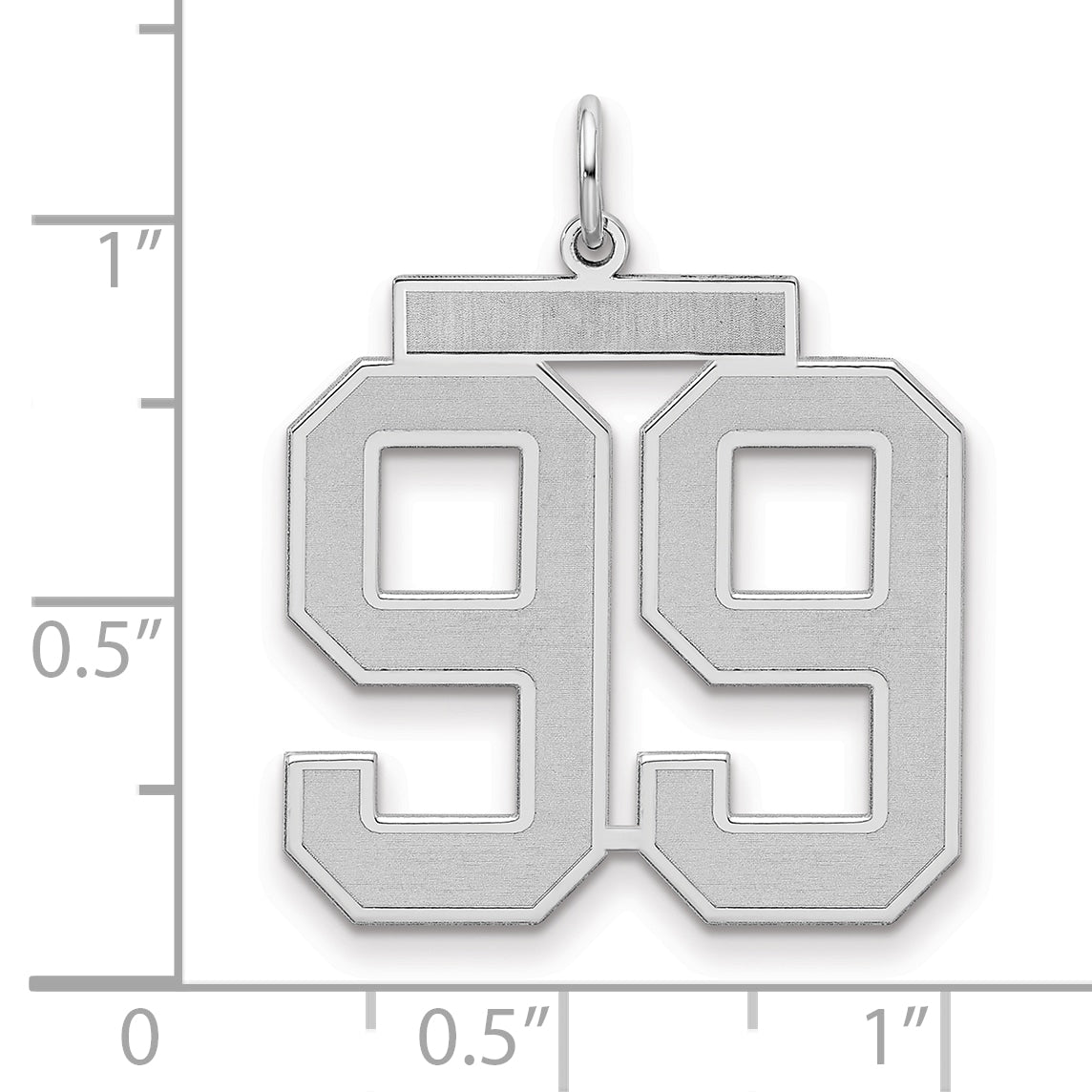 Sterling Silver Silver/Rhodium-Plated Satin Number 99 Charm