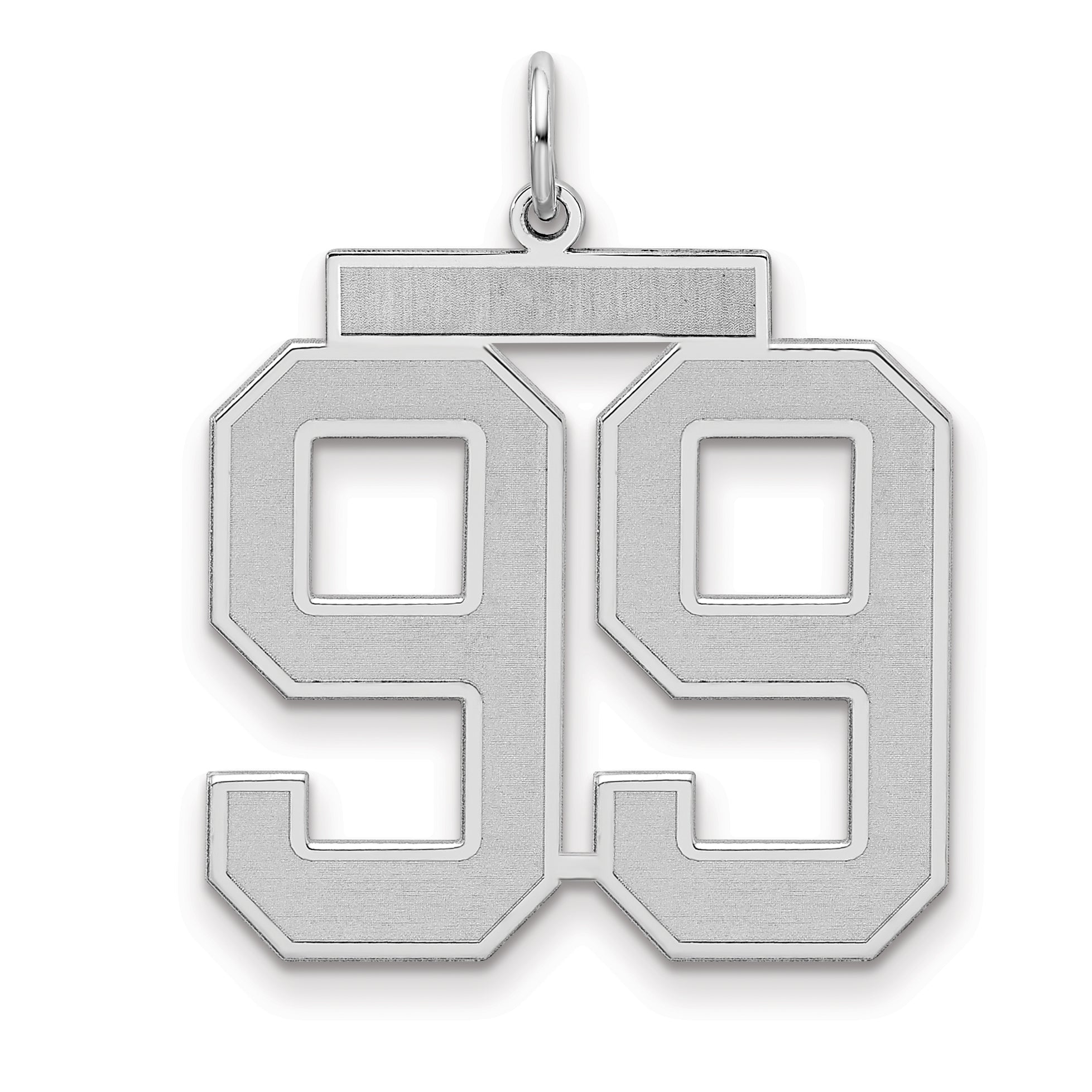 Sterling Silver Silver/Rhodium-Plated Satin Number 99 Charm