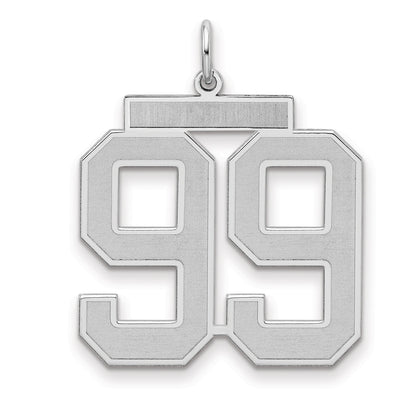 Sterling Silver Silver/Rhodium-Plated Satin Number 99 Charm