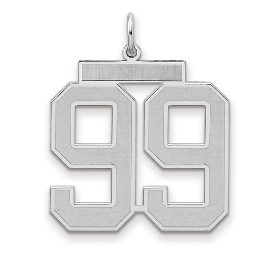 Sterling Silver Silver/Rhodium-Plated Satin Number 99 Charm
