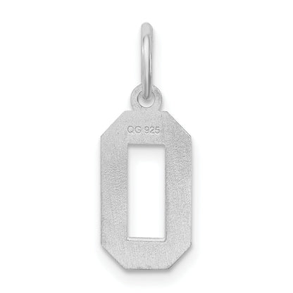 Sterling Silver Silver/Rhodium-Plated Satin Number 0 Charm