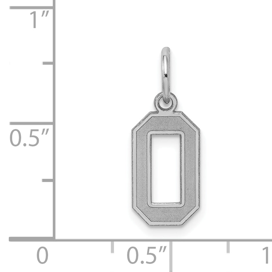 Sterling Silver Silver/Rhodium-Plated Satin Number 0 Charm