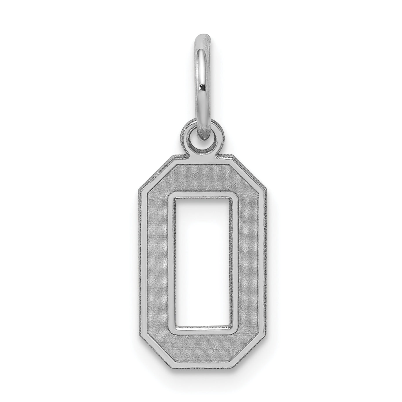 Sterling Silver Silver/Rhodium-Plated Satin Number 0 Charm