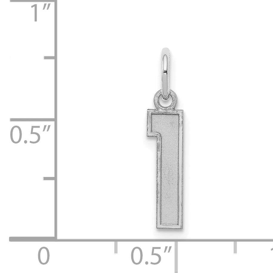 Sterling Silver Silver/Rhodium-Plated Satin Number 1 Charm