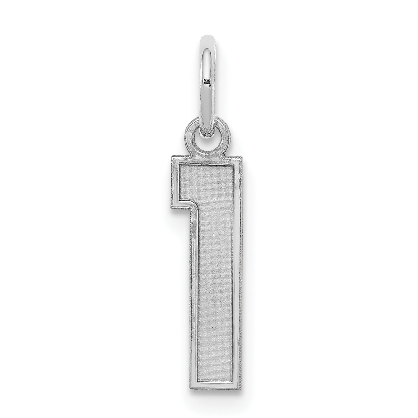 Sterling Silver Silver/Rhodium-Plated Satin Number 1 Charm