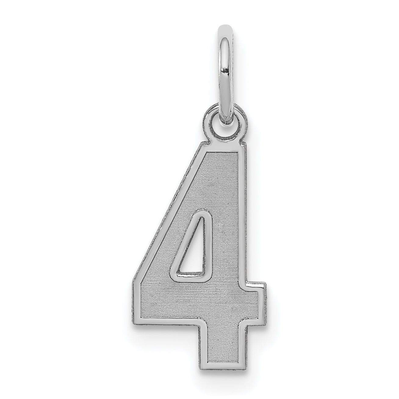 Sterling Silver Silver/Rhodium-Plated Satin Number 4 Charm