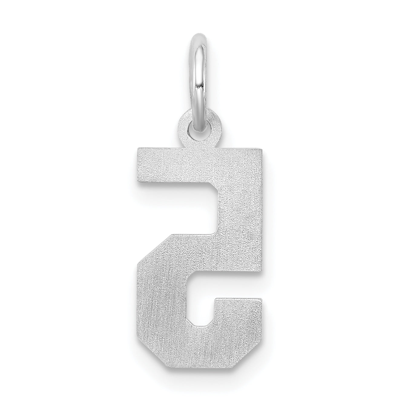Sterling Silver Silver/Rhodium-Plated Satin Number 5 Charm