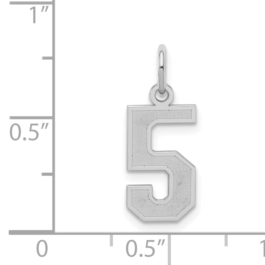 Sterling Silver Silver/Rhodium-Plated Satin Number 5 Charm