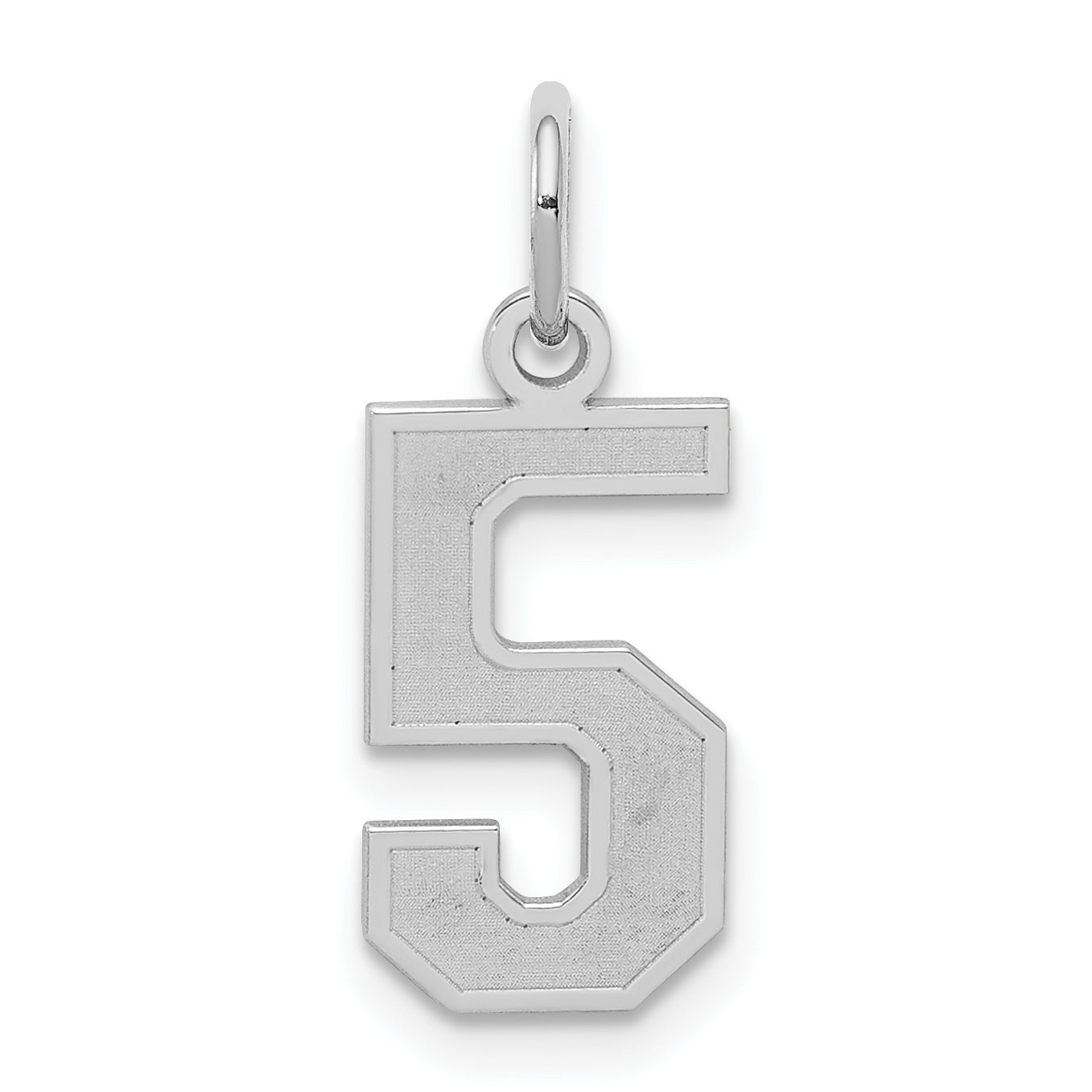 Sterling Silver Silver/Rhodium-Plated Satin Number 5 Charm