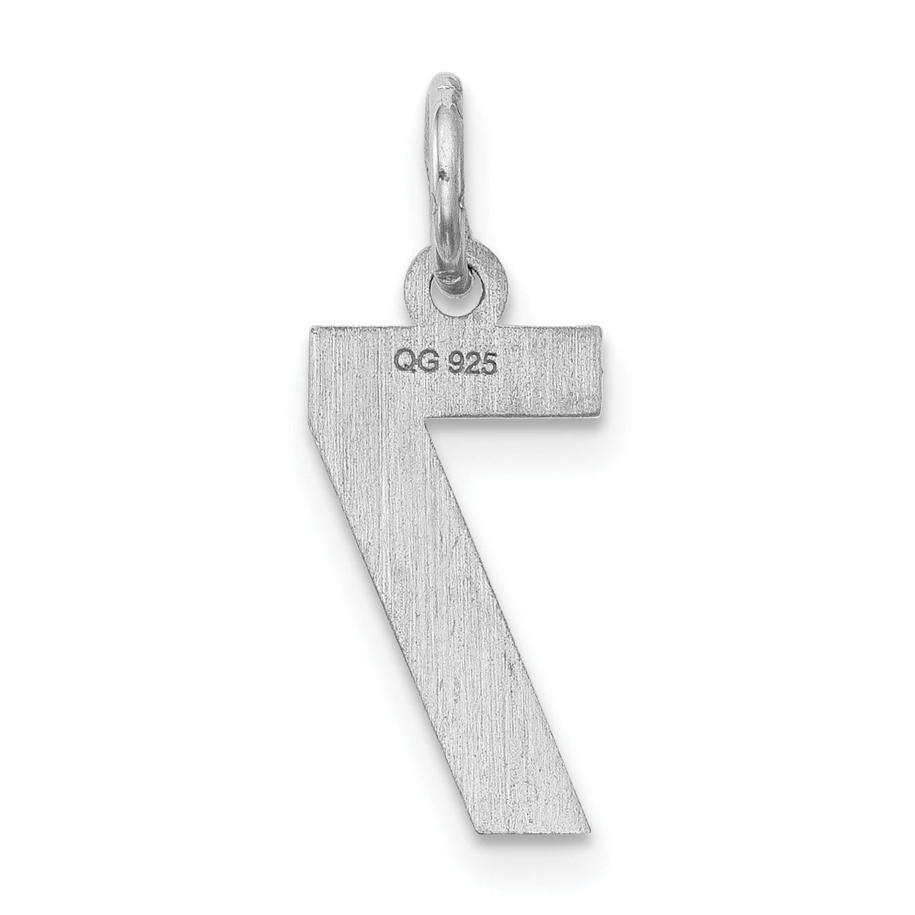 Sterling Silver Silver/Rhodium-Plated Satin Number 7 Charm