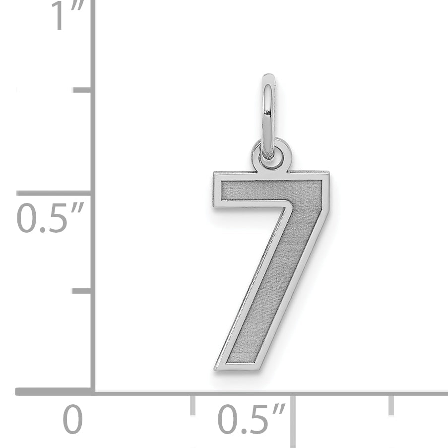 Sterling Silver Silver/Rhodium-Plated Satin Number 7 Charm