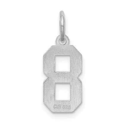 Sterling Silver Silver/Rhodium-Plated Satin Number 8 Charm