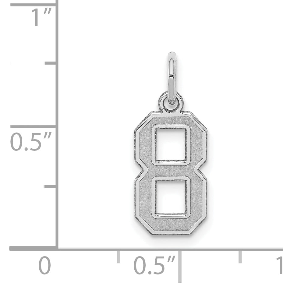 Sterling Silver Silver/Rhodium-Plated Satin Number 8 Charm