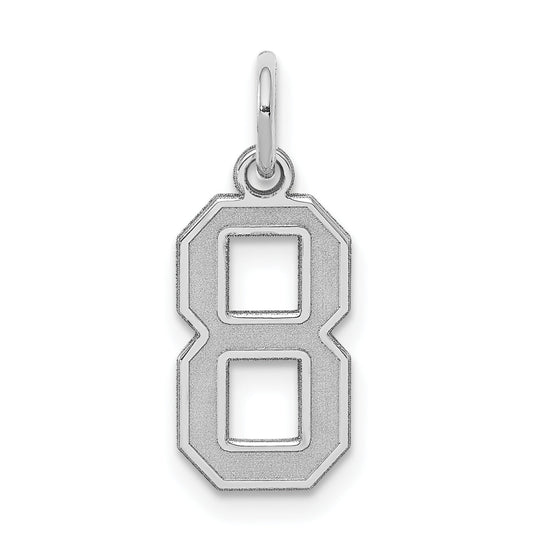 Sterling Silver Silver/Rhodium-Plated Satin Number 8 Charm