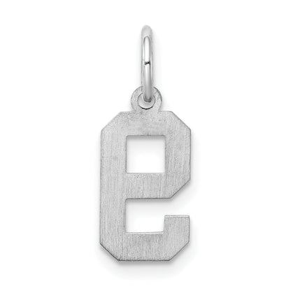 Sterling Silver Silver/Rhodium-Plated Satin Number 9 Charm