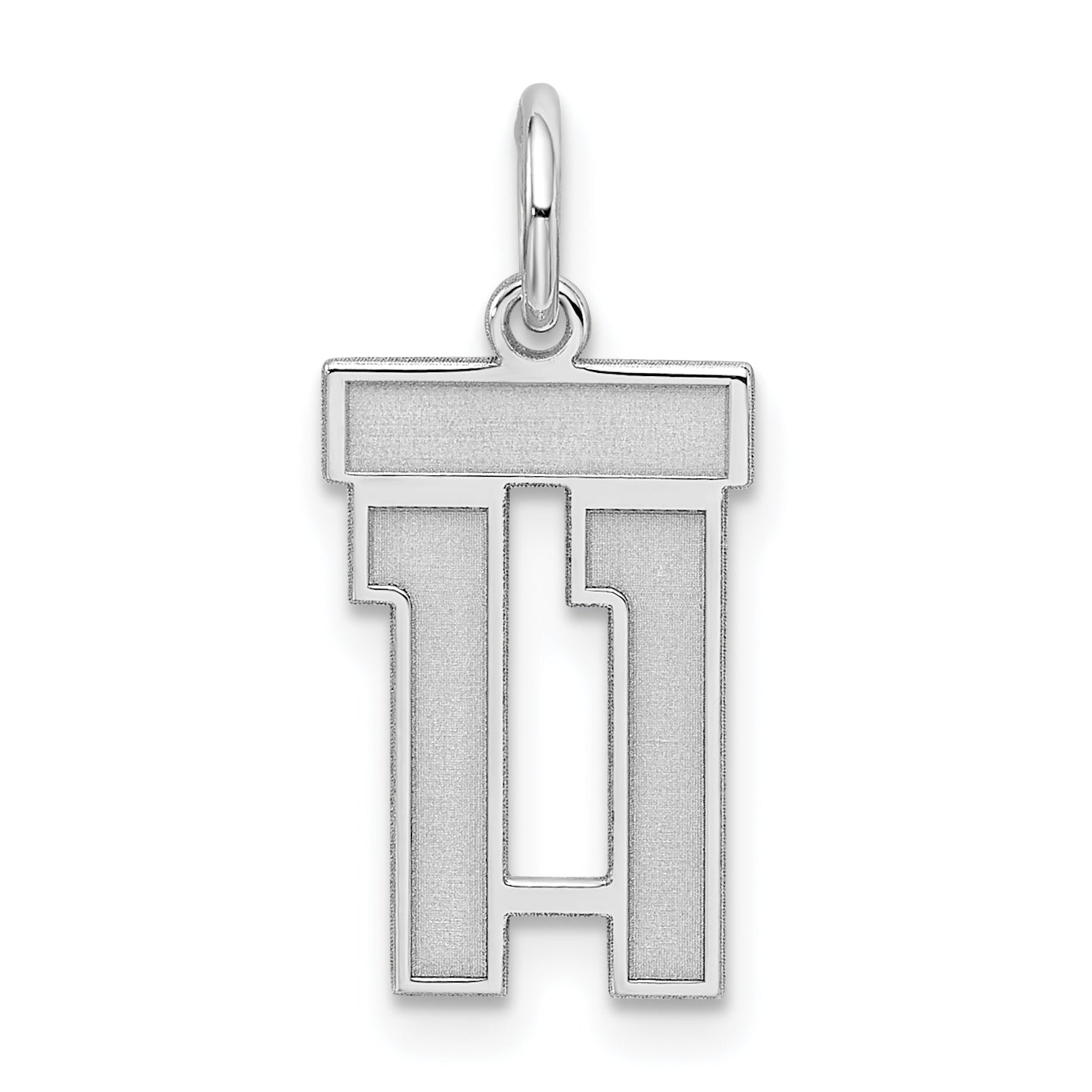Sterling Silver Silver/Rhodium-Plated Satin Number 11 Charm