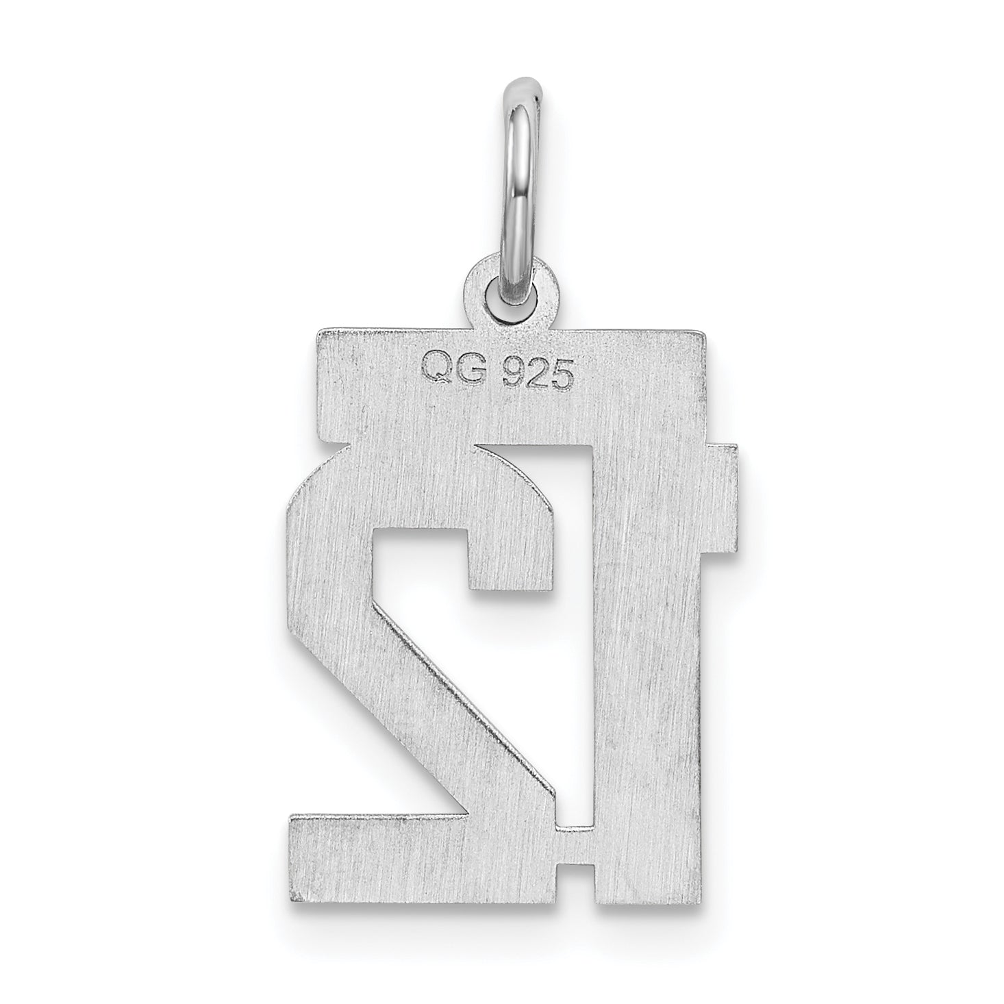 Sterling Silver Silver/Rhodium-Plated Satin Number 12 Charm