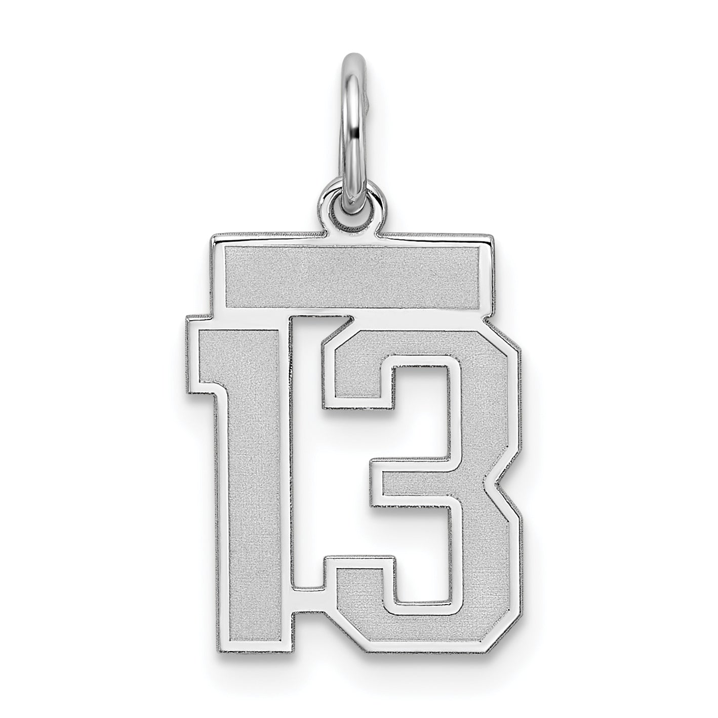 Sterling Silver Silver/Rhodium-Plated Satin Number 13 Charm