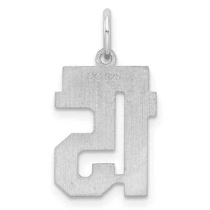 Sterling Silver Silver/Rhodium-Plated Satin Number 15 Charm