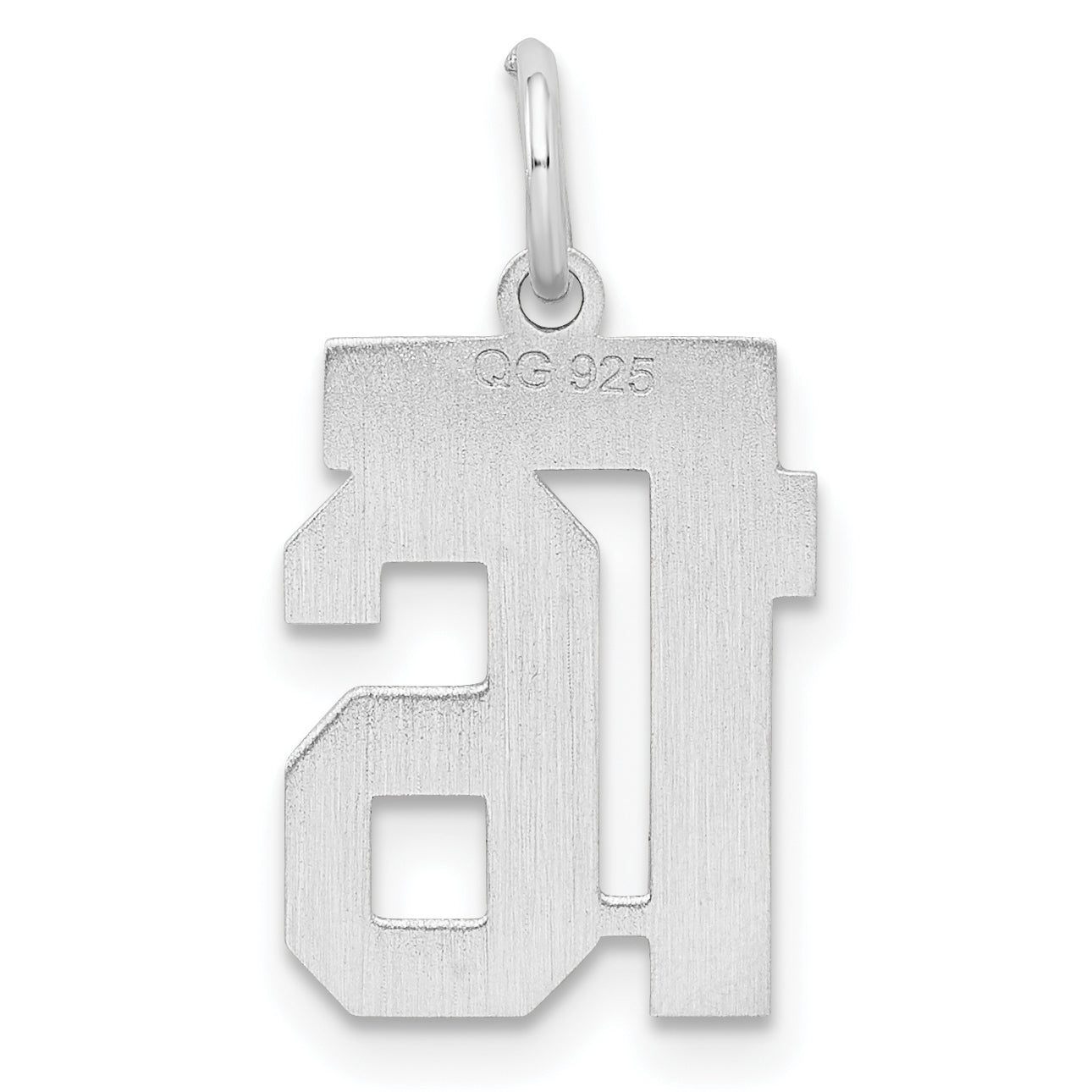 Sterling Silver Silver/Rhodium-Plated Satin Number 16 Charm