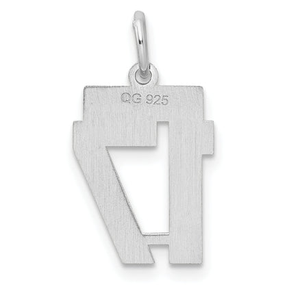 Sterling Silver Silver/Rhodium-Plated Satin Number 17 Charm