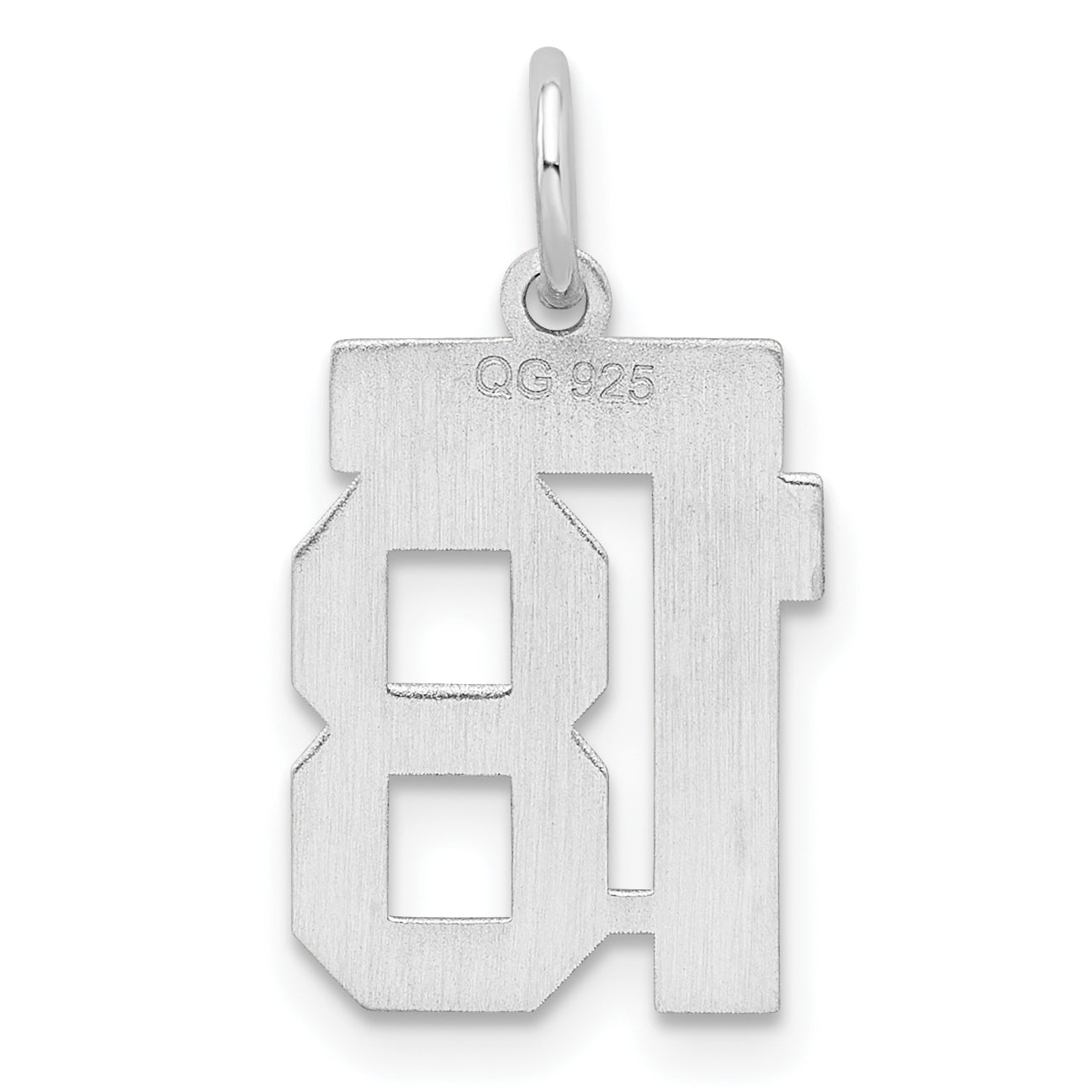 Sterling Silver Silver/Rhodium-Plated Satin Number 18 Charm