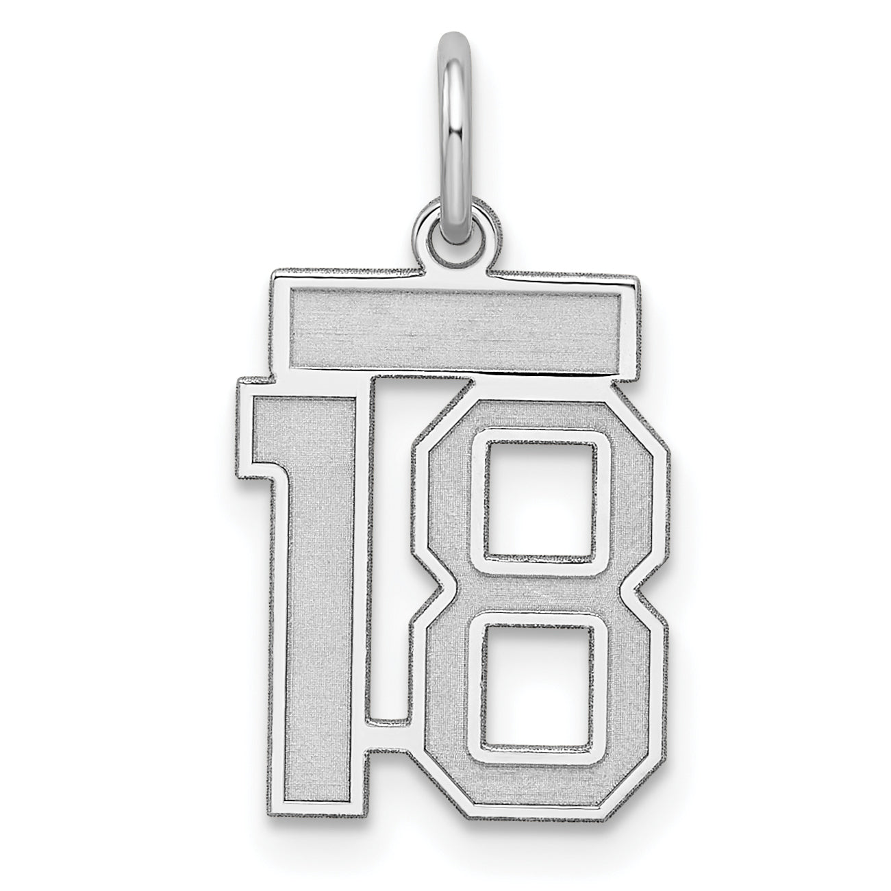 Sterling Silver Silver/Rhodium-Plated Satin Number 18 Charm