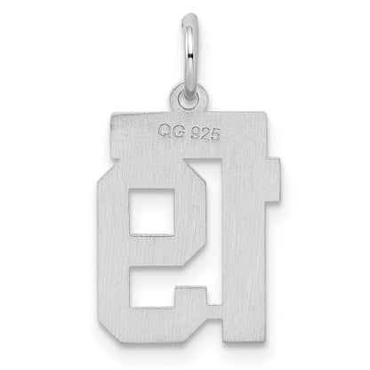 Sterling Silver Silver/Rhodium-Plated Satin Number 19 Charm