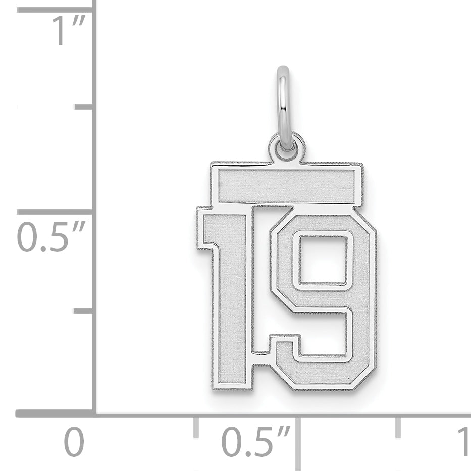 Sterling Silver Silver/Rhodium-Plated Satin Number 19 Charm