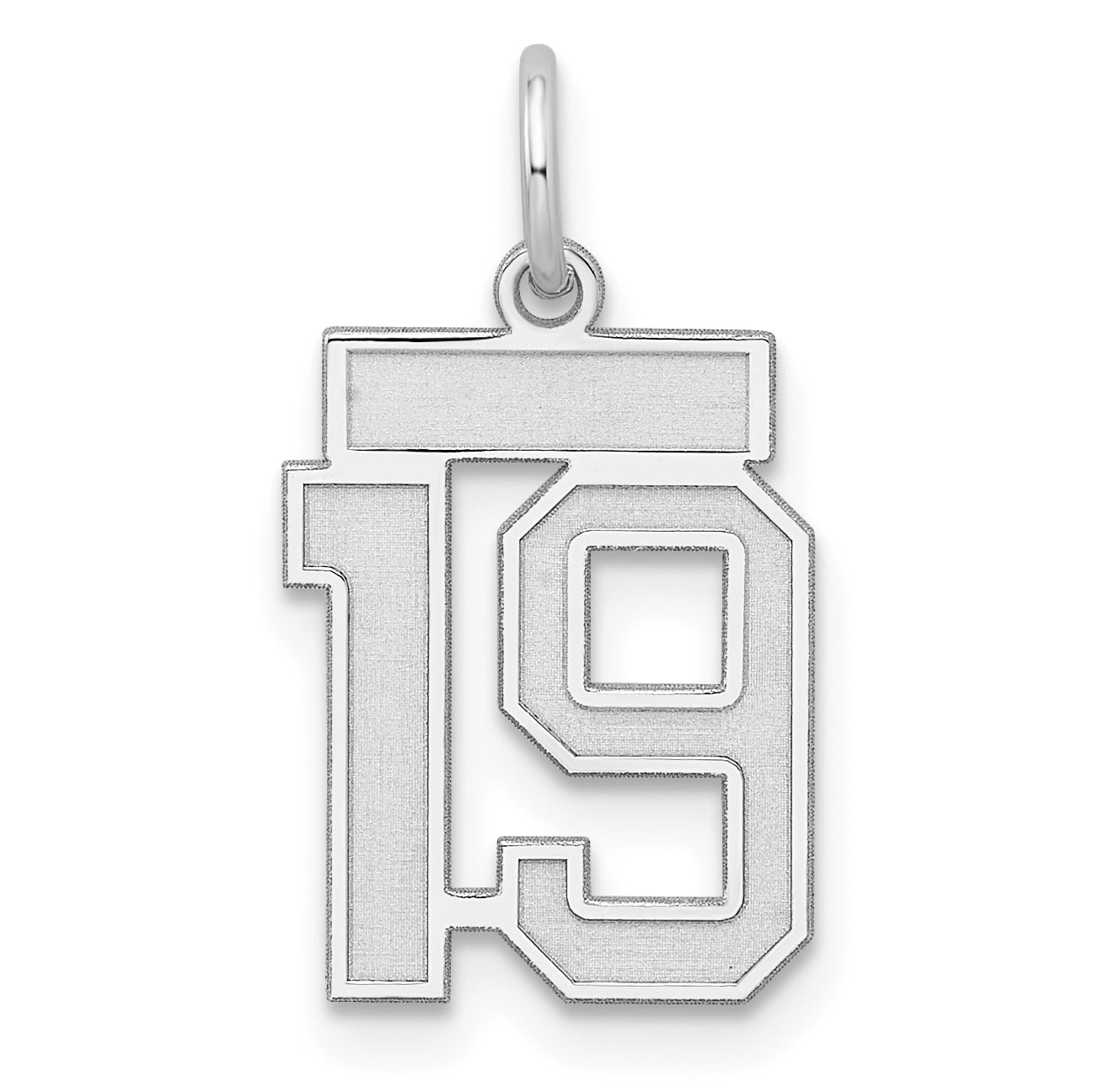 Sterling Silver Silver/Rhodium-Plated Satin Number 19 Charm