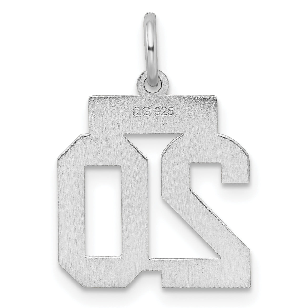 Sterling Silver Silver/Rhodium-Plated Satin Number 20 Charm