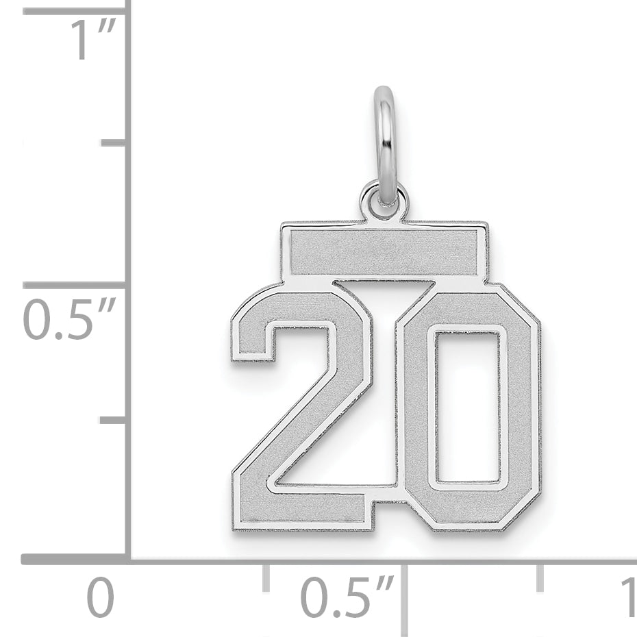 Sterling Silver Silver/Rhodium-Plated Satin Number 20 Charm