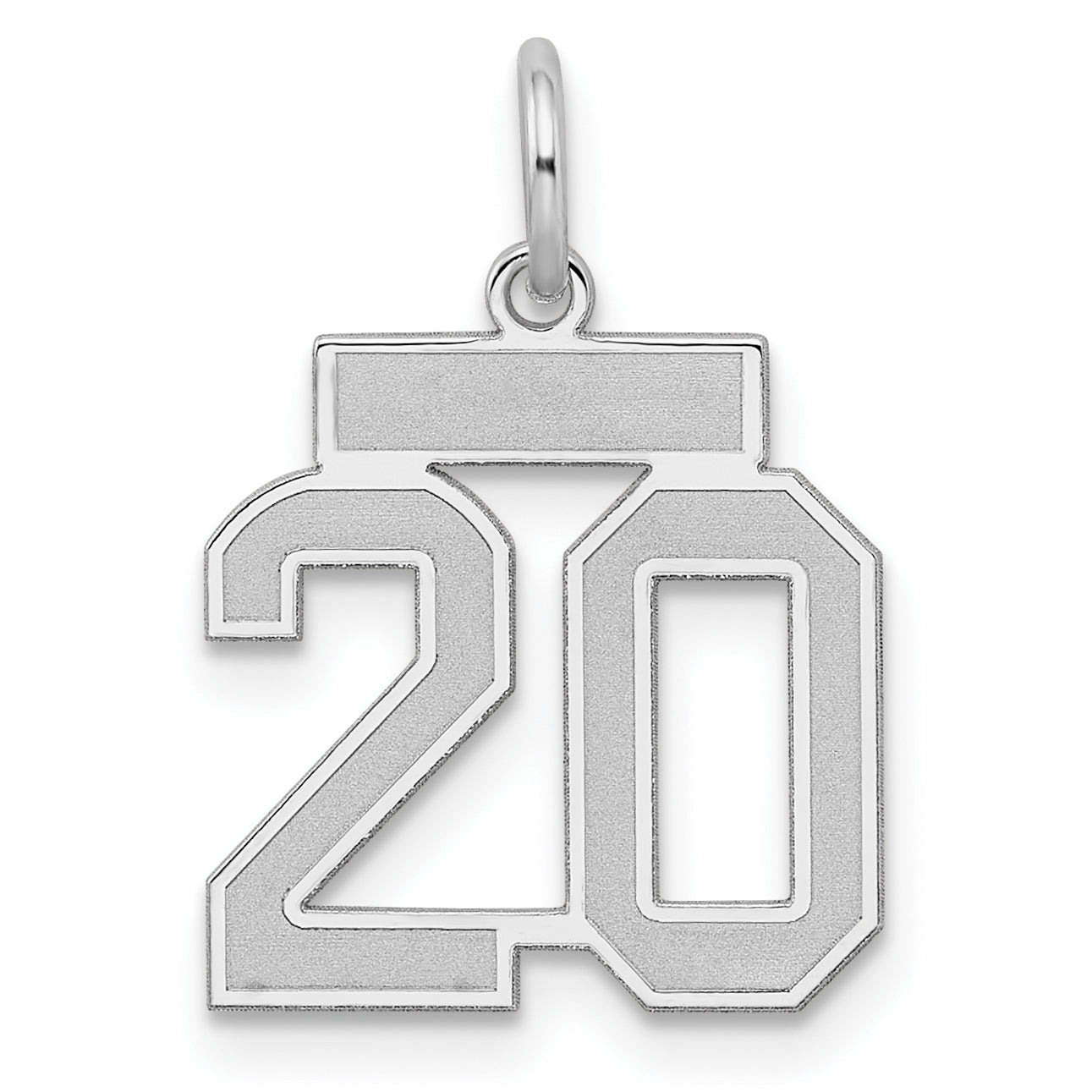 Sterling Silver Silver/Rhodium-Plated Satin Number 20 Charm