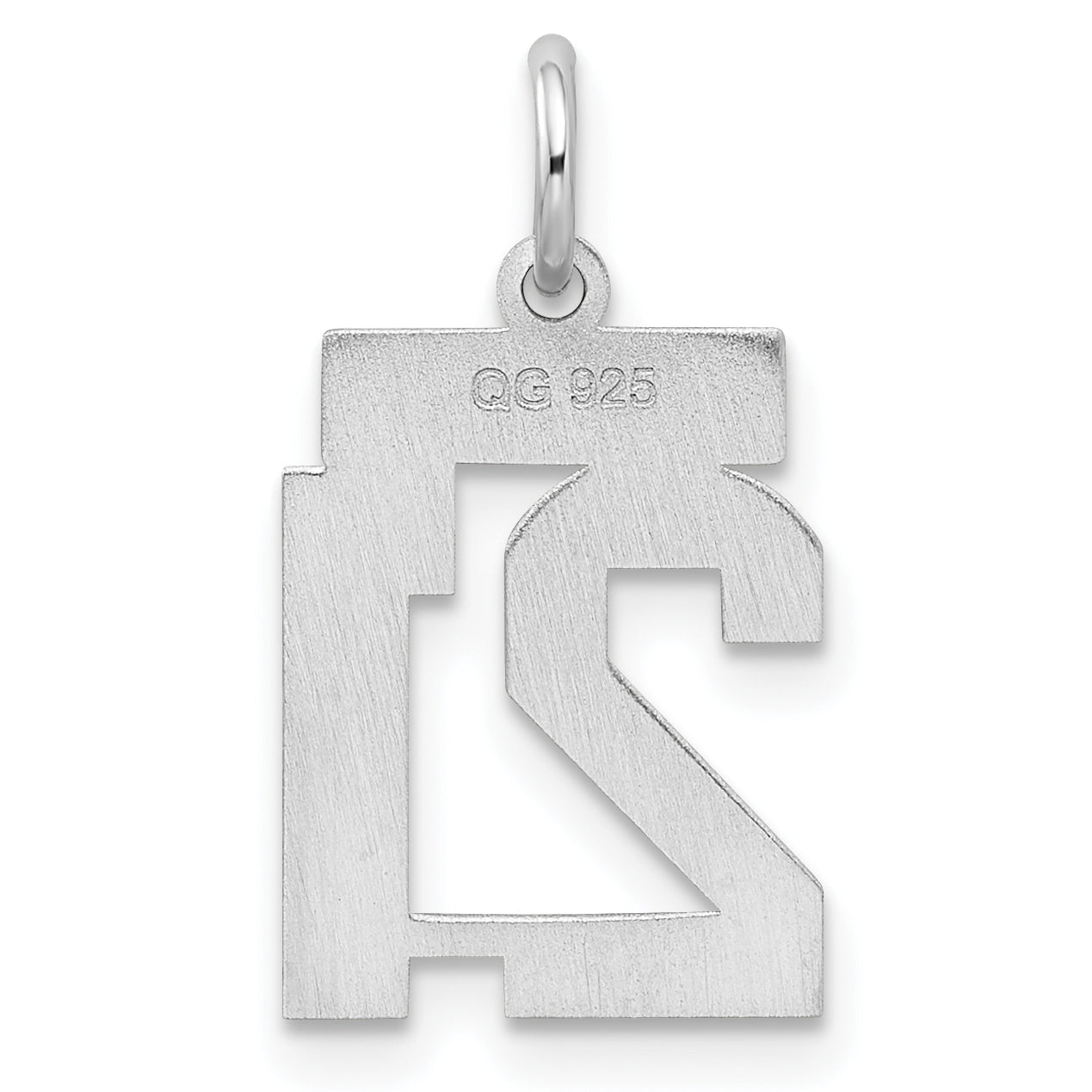 Sterling Silver Silver/Rhodium-Plated Satin Number 21 Charm