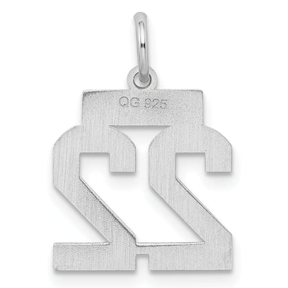 Sterling Silver Silver/Rhodium-Plated Satin Number 22 Charm